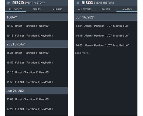 log History on iRisco App